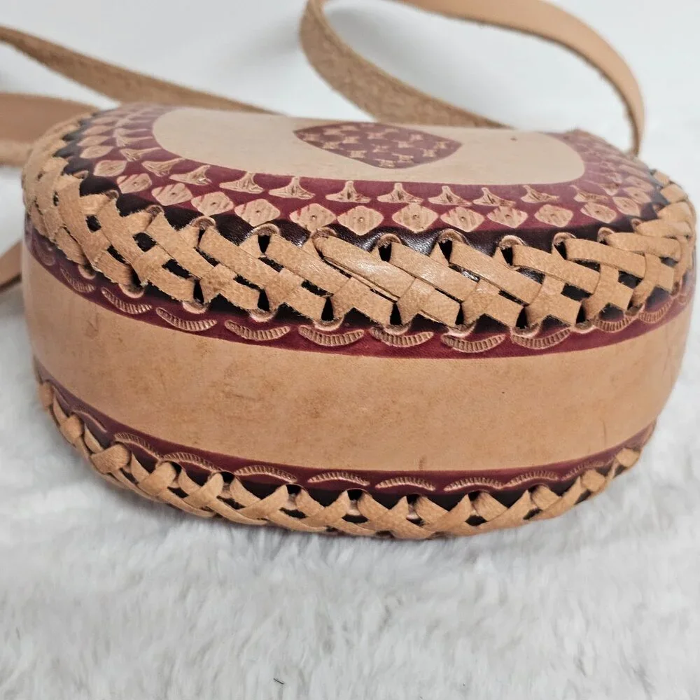 Brown Leather Mexico Mini Crossbody Boho Festival Hippie